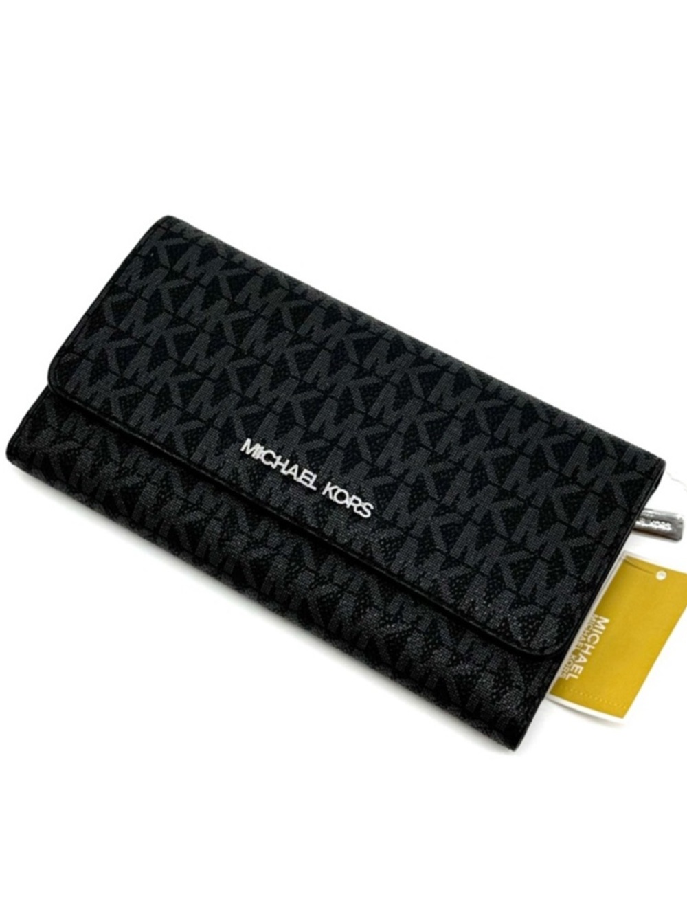 Michael Kors Large Trifold Wallet Black Signature